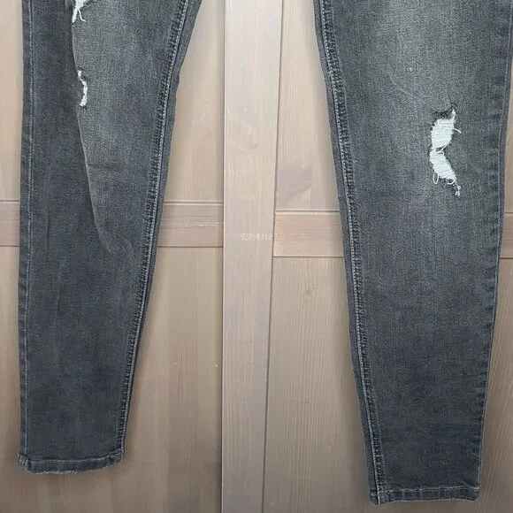 Sneak Peek Jeans Womens Size 5 Faded Black Whisker Wash Skinny Distressed Casual - Picture 10 of 12